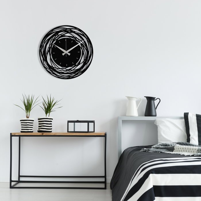Wallity Enzoclock - S022 Reloj de pared decorativo de metal negro
